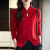 范琪玫秋冬新款时尚洋气旗袍领盘扣毛衣女针织衫休闲套头打底上衣 红色 2785 xs 85斤以内