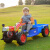 新款电动拖拉机儿童可坐人小男孩宝宝手扶双人遥控玩具车四轮汽车 旗舰蓝色+皮座+双驱12V大锂电+ 双驱动