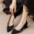 羽雅曼2023小香风法式单鞋女夏季中粗跟小码女鞋温柔尖头小个子高跟鞋 黑色 35