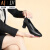 AJILV轻奢高端品牌夏季单鞋女粗跟工作鞋女式单鞋浅口软皮空姐上班鞋子 黑色1021(3cm) 35