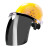 希凡里透明防护面罩安全帽面屏电焊打磨防冲击耐高温防飞溅安全防尘面具 黄色安全帽+灰色PC面屏2mm加厚(电焊)