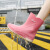 彬单 PVC厚底雨鞋防滑耐磨设计感软面 粉色 38 