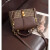 袋鼠千鸟格纹手提包女2024新款包包女横款方形休闲咖啡色单肩包斜挎包 咖啡色(大号)