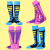 酷峰滑雪袜儿童款高筒长筒冬季保暖袜滑雪登山户外运动袜子滑雪装备 粉色 27-30码