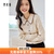 梵希蔓法式英伦撞色边小香风针织衫女优雅气质显瘦百搭春秋季上衣 72375 杏色 L
