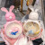 百圣牛官方可爱兔兔水杯 学生儿童少女心吸管杯 斜跨网红韩版塑料杯子 72ml 大熊白