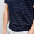 七匹狼丝光棉短袖T恤男2021夏季新款休闲圆领条纹半袖衣服男装 102深蓝色 175/92A/XL