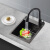 JOWOM黑色纳米小水槽手工洗菜盆厨房雪花304不锈钢加厚小号 黑46*28+D龙头