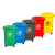 庄太太 【50L蓝色玻金塑纸】分类垃圾桶大号户外环卫商用带盖带轮垃圾箱室外