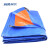 安英卡尔 蓝橘色加厚防雨布  防水防晒遮阳棚布苫布盖布彩条布PE塑料篷布 4*6m A4039