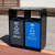 不锈钢分类果皮箱垃圾桶钢木室外景区公园物业户外环卫大号垃圾筒 款二分类黑色框架