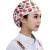 棉餐饮工作帽子韩版印花帽厨师帽女士餐厅食堂做饭花折包头 白色草莓