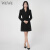 唯唯（WEWE）2023春季新款女装时尚气质性感V领收腰时装连衣裙OL通勤短裙 黑色 S(160)