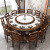 匠友（JIANGYOU）餐桌椅组合中式实木大圆形带转盘吃饭台歺厅家具 柚木色 1.6M一桌10椅(带转盘)