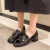 DOGHC女皮鞋子新款2024 网红新款秋季新款小香玛丽珍鞋低跟软皮 焦糖色 35