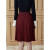 DKNY2023秋冬新品松紧腰撞色提花腰带针织百褶半身裙女装 暗红色 S(155/64A)