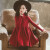 MAKOSBEAR童装女童拜年服连衣裙秋冬装加绒加厚裙子儿童过年红色喜庆公主裙 酒红 160(建议身高155cm)