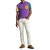 拉夫劳伦（POLORALPHLAUREN）撞色短袖百搭夏季T恤男士上衣 Tie Purple Multi 2XL