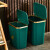 宜·家(IKEA)简约带盖垃圾桶按压式同款垃圾桶客厅卧室圾圾桶网红创意现代轻奢北欧风办公室带盖 8L带盖-镀金边框(带5卷垃圾袋) 高颜值(轻奢绿)