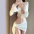 VOCKOO比基尼泳衣女2024新款四件套高级感白色性感分体泳衣三亚温泉1 米白色 S（70-90斤）