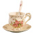 欧式陶瓷咖啡杯具套装英式下午花茶家用小优雅个性精致 米黄~玫瑰1杯1碟1勺