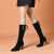 IZFDJP女式春秋中长靴子有气质的长筒靴弹力瘦瘦长筒靴加绒过膝长靴子20 短筒黑色单里 38