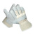 曼睩 灰色拼接10双 耐磨电焊工手套半皮白布二指耐磨反磨皮手套MLZC-1