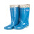 沸耐笙 FNS-04868 塑胶高筒圆头平跟防水雨鞋 网纱纯色通用PVC雨靴 蓝色加棉 37 双