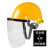迪际 安全帽式电焊面罩 面屏烧焊工防护面罩 铝合金支架PC电焊面屏防飞溅打磨透明焊帽头戴式 黄色安全帽+支架+透明屏