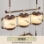 长裕新中式餐厅吊灯一字型创意三头餐厅书房吧台茶室吊灯全铜实木灯具