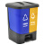 盛方拓 脚踏分类双格垃圾桶 商用连体双桶垃圾桶 40L黄蓝【其他垃圾+可回收物】	