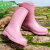 冰禹 雨鞋 女款中筒雨靴 轻便防水防滑成人胶鞋 粉红色 39码 BYC-320