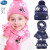 迪士尼儿童帽子三件套装冬男童女童护耳套头宝宝毛线针织 3件套 米妮玫红73016 均码/适合3-6岁