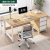 办公桌办公室桌子简约现代电脑桌台式桌书桌学习桌桌椅组合 140*60橡胶木色(桌椅组合)