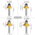 1/4柄6柄圆角刀四件套木工铣刀具倒角刀R角刀修边机 1/4柄4件套