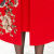 汀曼莲中老年女加肥加大码秋冬旗袍套装妈妈婚礼中长款毛衣外套200 大红色 xl 建议115-130