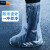防水养殖场雨天加厚长筒塑料靴套防滑一次性鞋套户外耐磨漂流脚套 中筒(透明)10只