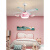 英格照明2022新款儿童房灯卡通卧室风扇灯创意简约现代男孩女孩房间网红LED吊扇灯 粉色-三色光