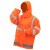 环卫工人雨衣套装反光条分体交通防风执勤保安警示男荧光绿橙色 橘红色环卫雨衣(男女都可穿) 带反光条(编号3 XL