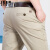 吉普（JEEP）休闲裤男直筒商务夏季宽松长裤舒适微弹棉质薄款男装裤子 B608米色（薄款） 35码2尺7