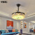 卡牧琦新中式LED餐厅风扇灯水晶珐琅彩卧室简约大气隐形一体吊扇灯 A款42寸隐形风扇灯