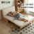 源氏木语实木沙发床现代简约可折叠床北欧小户型客厅两用双人沙发 1.55m桦木水洗白(柳绿色)