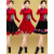 承蜜纤伽广场舞服装新款套装春季金丝绒舞蹈演出服中老年女跳舞衣服 9677大红上衣 M