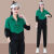 休闲运动套装女2022春秋季新款洋气韩版宽松大版立领卫衣两件套潮 绿色 XXS 建议1~2斤，慎拍