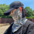 夏季防晒面罩户外骑车护颈薄款围脖透气韩版围巾面纱电焊工防护头套 格子（黑白）