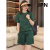 JPN运动套装女 轻奢潮牌夏季新款复古宽松休闲短袖T恤短裤两件套 绿色两件套 S