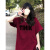 美式oversize酒红色短袖t恤女小众设计感国潮牌纯棉显瘦夏季上衣 酒红色（100%纯棉） L（建议105-130斤 衣长72）