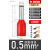 管型接线端子ve管状针型线鼻子插针冷压针形线耳e0508/1508/1008 E0508(0.5平方） 500只 红色