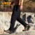 吉普（JEEP）男士长裤复合四面弹软壳裤春季季加绒防风防水户外运动休闲裤子男 品牌黑 S