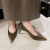 QNGTABAIN2024新款新中式尖头单鞋女坡跟擦色高跟鞋气质个性法式复古 黄棕色 40